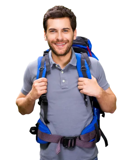 Traveler with backpack